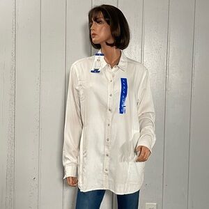 Jachs Girlfriends  Women's White  Button Down Shirt  Sz L